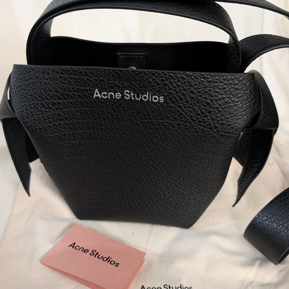 Acne Studios Musubi Mini Black Textured Leather Shoulder Bag New Without Tags - Picture 2 of 16